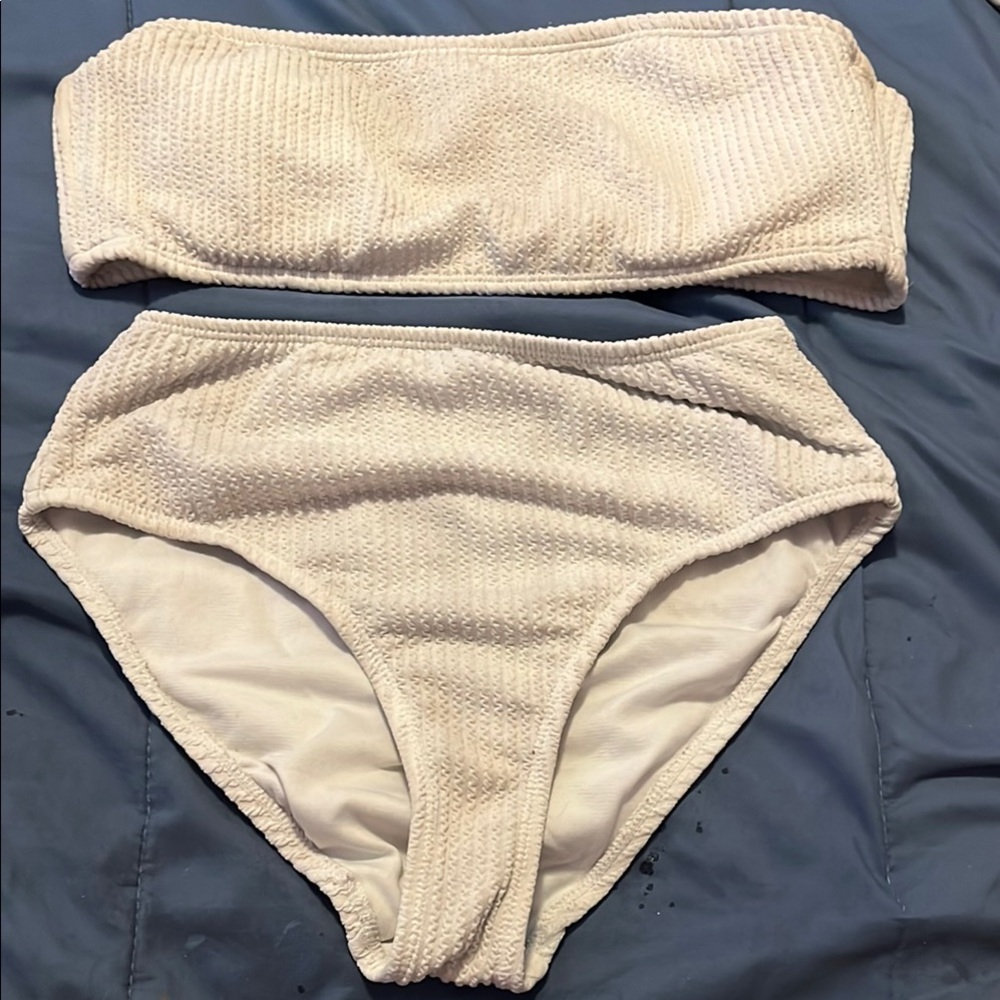 Women's Cream Bandeau Bikini Set